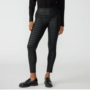 Houndstooth print leather skinny leggings